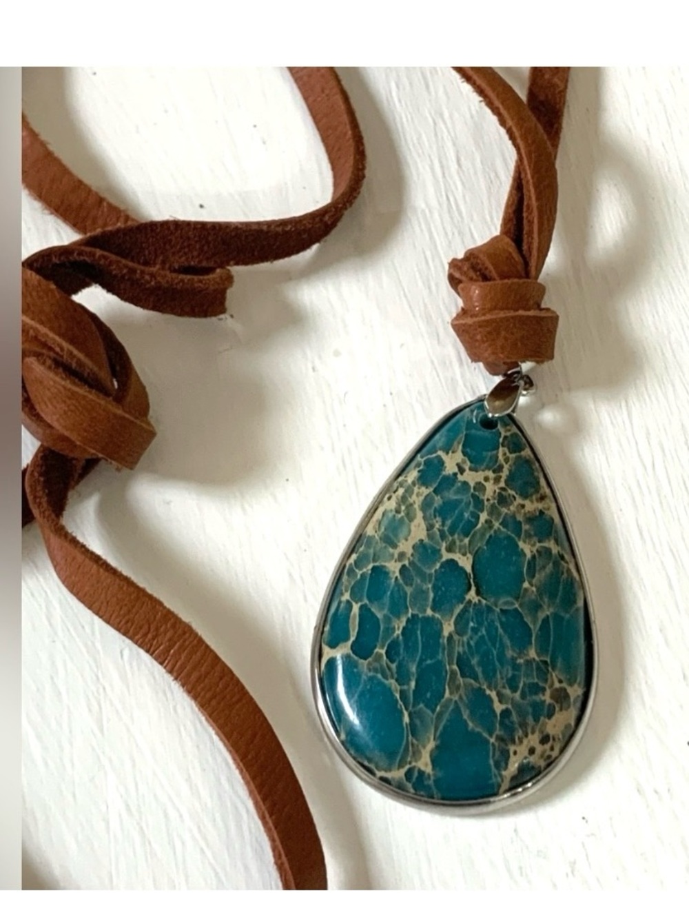 Aqua Sea Sediment Jasper Pendent
